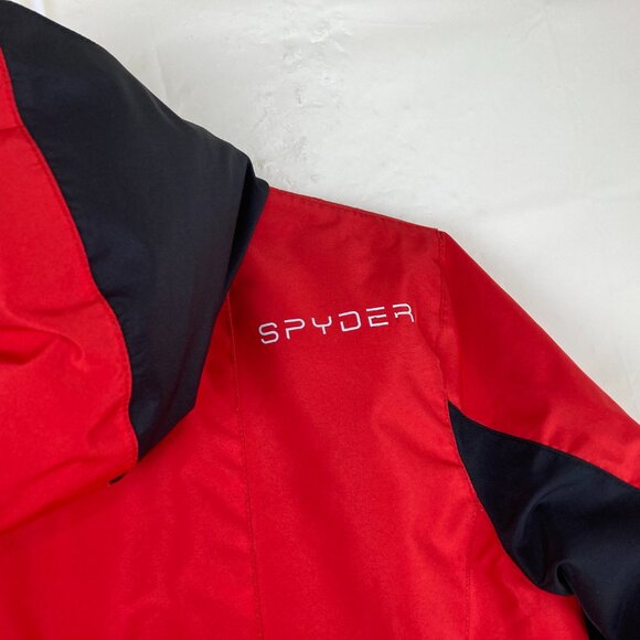 Spyder Youth Boys L 14 / 16 Hooded Ski Snow Winter Jacket Logo Zip Pockets - Picture 9 of 9